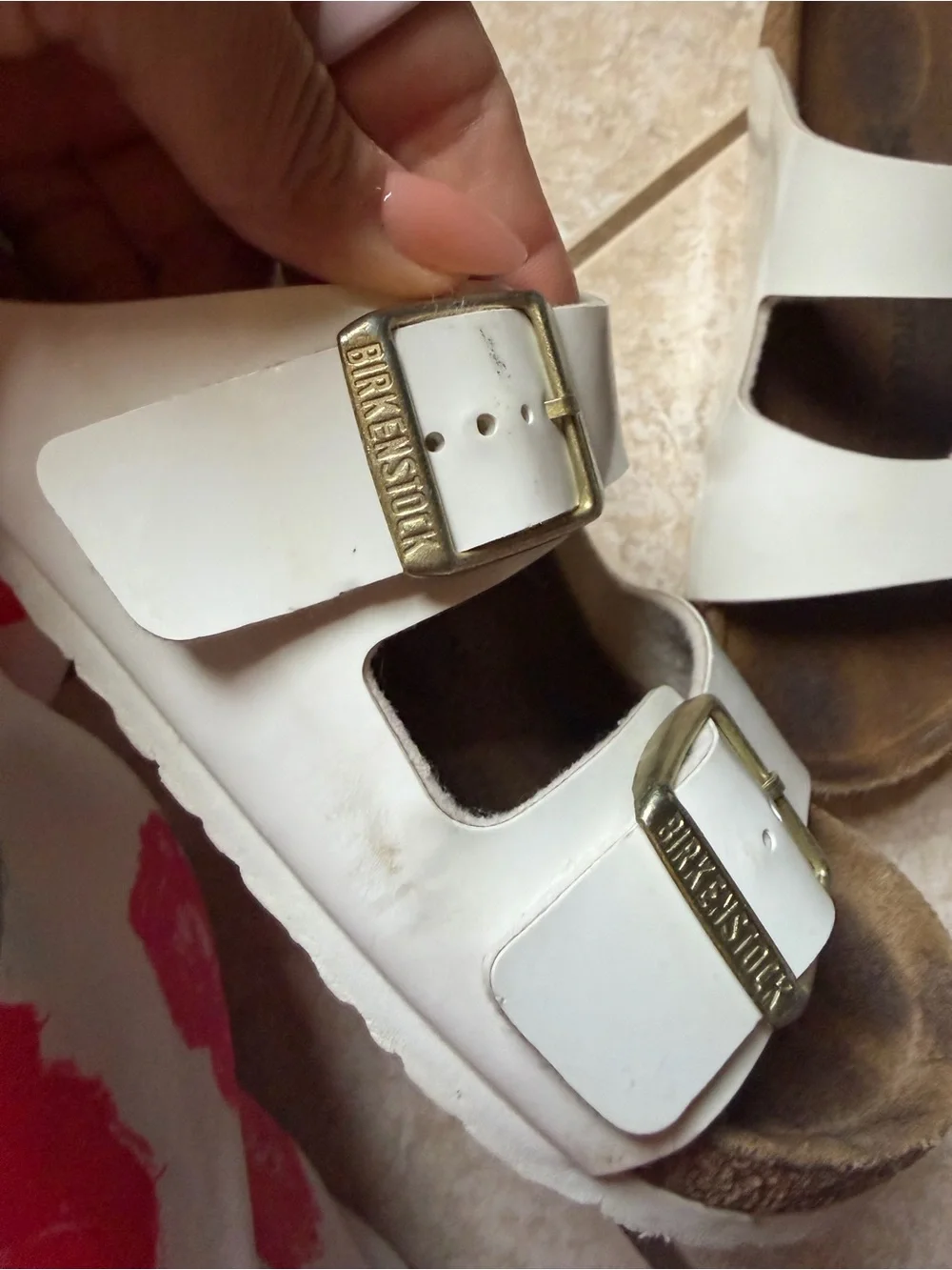 Birkenstock Kids White Double-Buckle Slide Sandals size 34